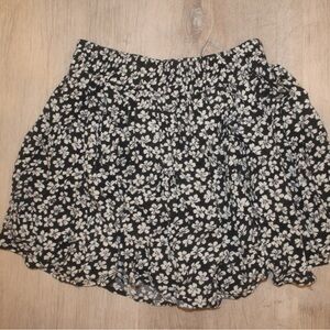 Floral Black and White Skirt